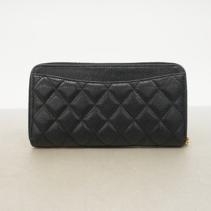 Chanel Wallet Quilted Caviar Leather Black Gold — view 8