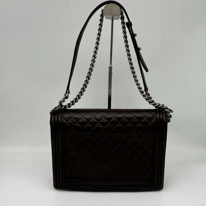 Chanel Shoulder Bag Leather Black Chain — view 2