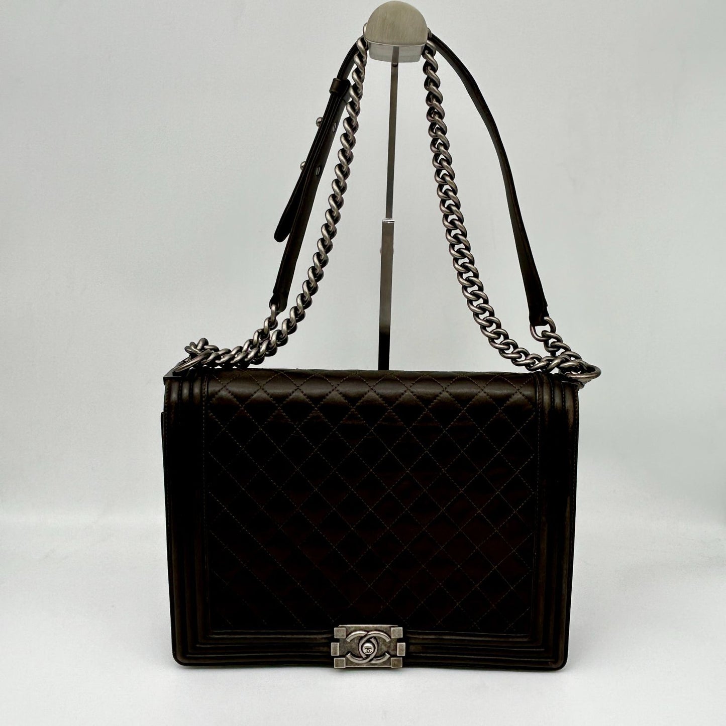 Chanel Shoulder Bag Leather Black Chain