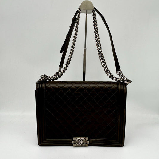 Chanel Shoulder Bag Leather Black Chain