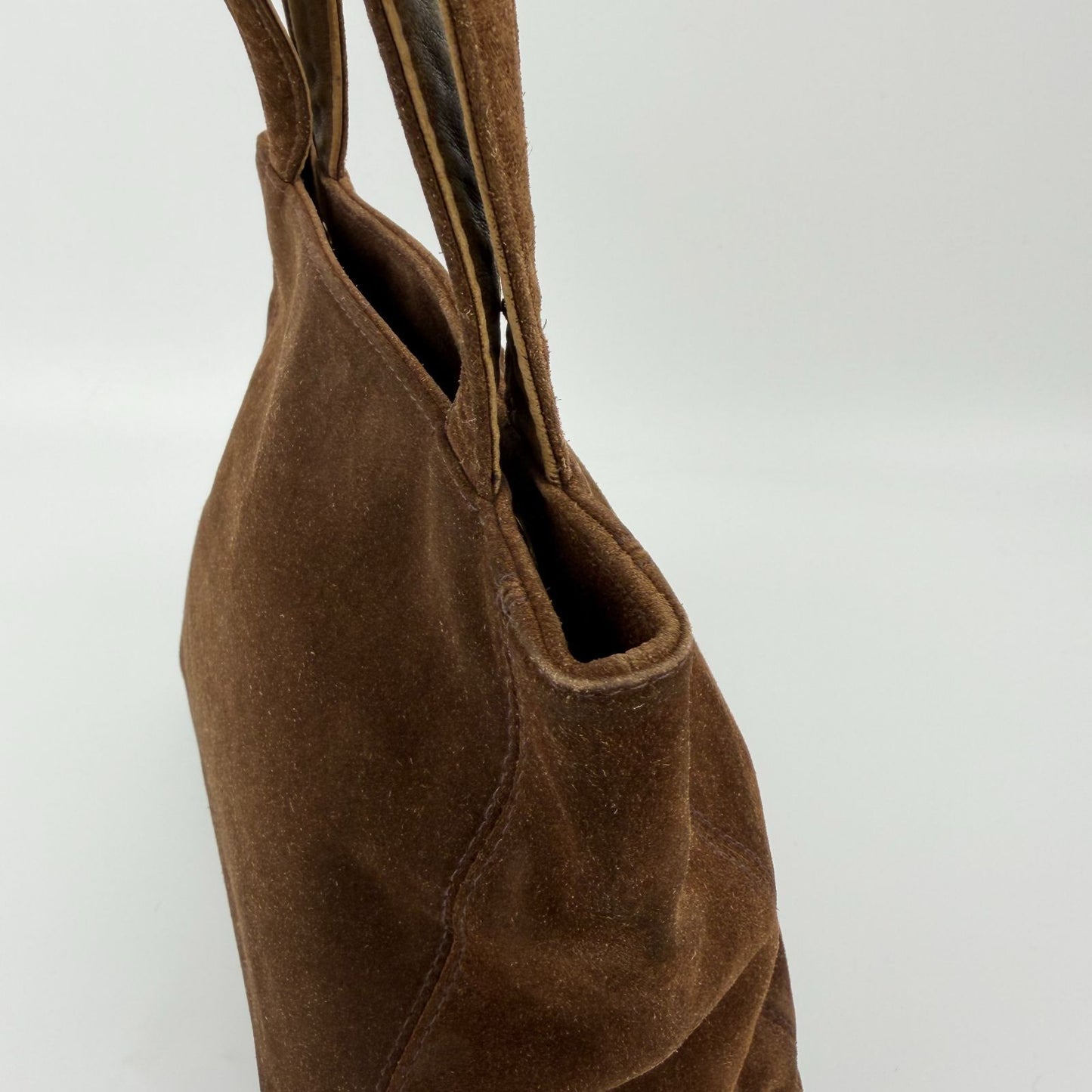 Chanel CC Logo Tote Shoulder Bag Brown Suede No 5 Vintage — view 7