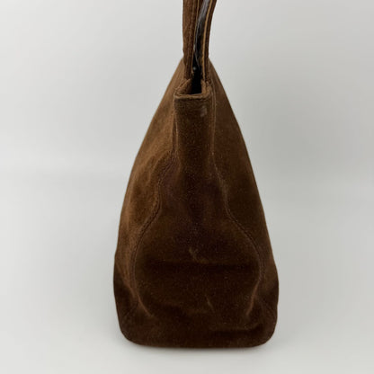 Chanel CC Logo Tote Shoulder Bag Brown Suede No 5 Vintage — view 4