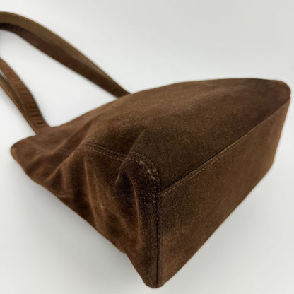 Chanel CC Logo Tote Shoulder Bag Brown Suede No 5 Vintage — view 9