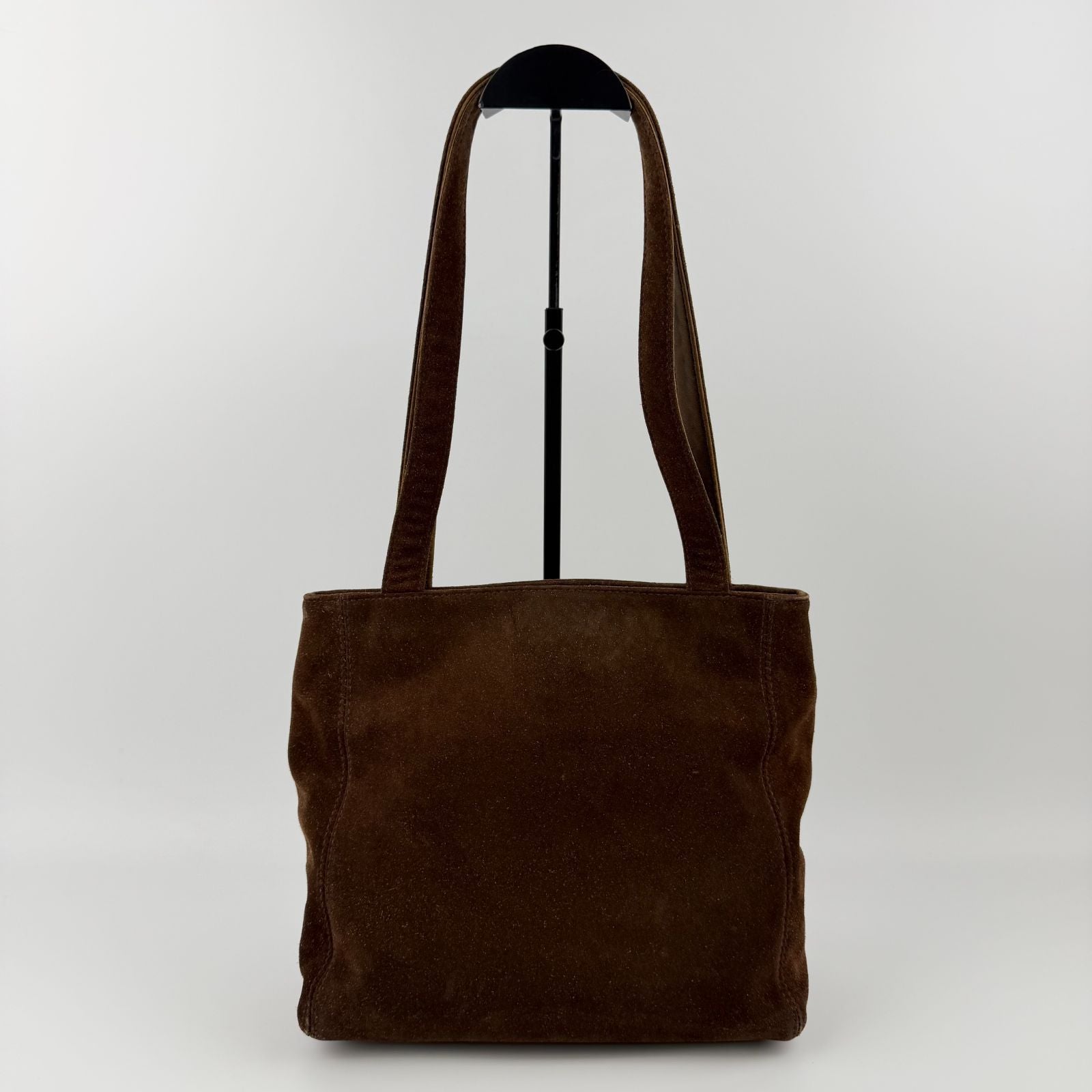 Chanel CC Logo Tote Shoulder Bag Brown Suede No 5 Vintage — view 3