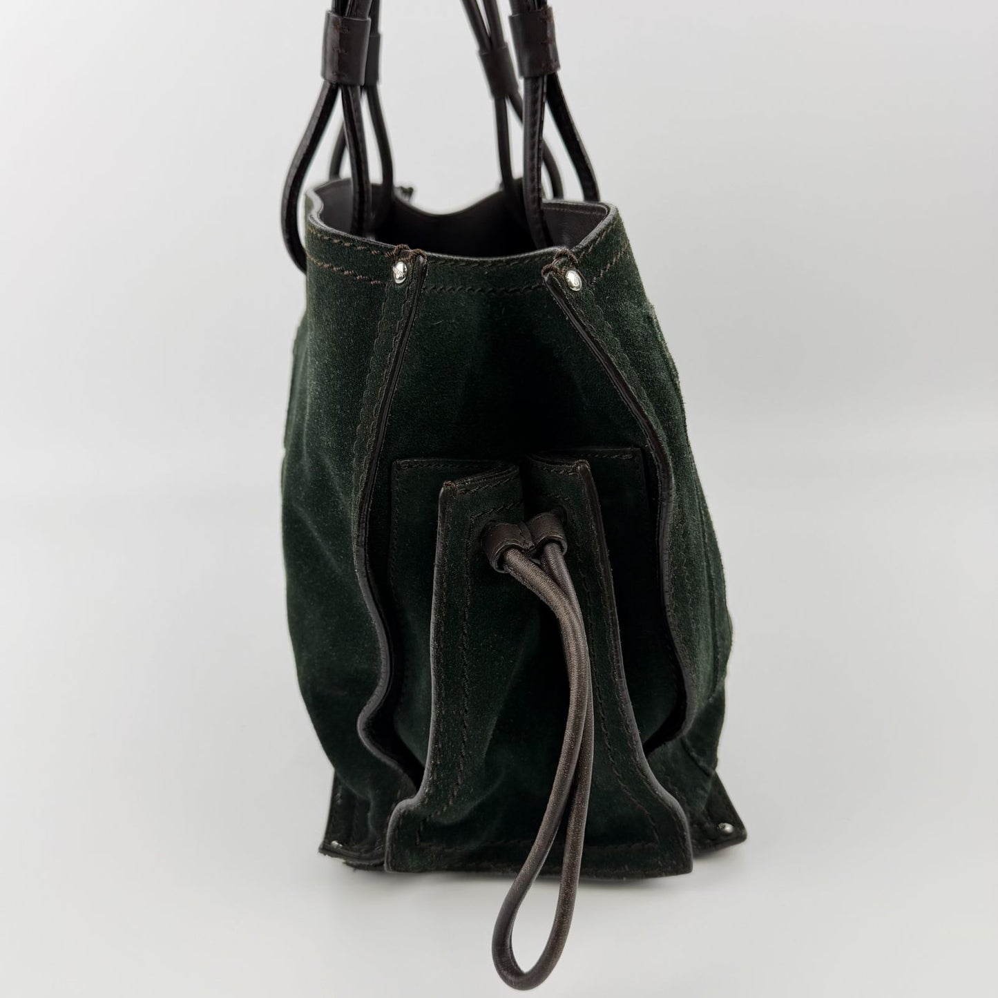 Loewe Anagram Shoulder Bag Green Suede Vintage — view 5