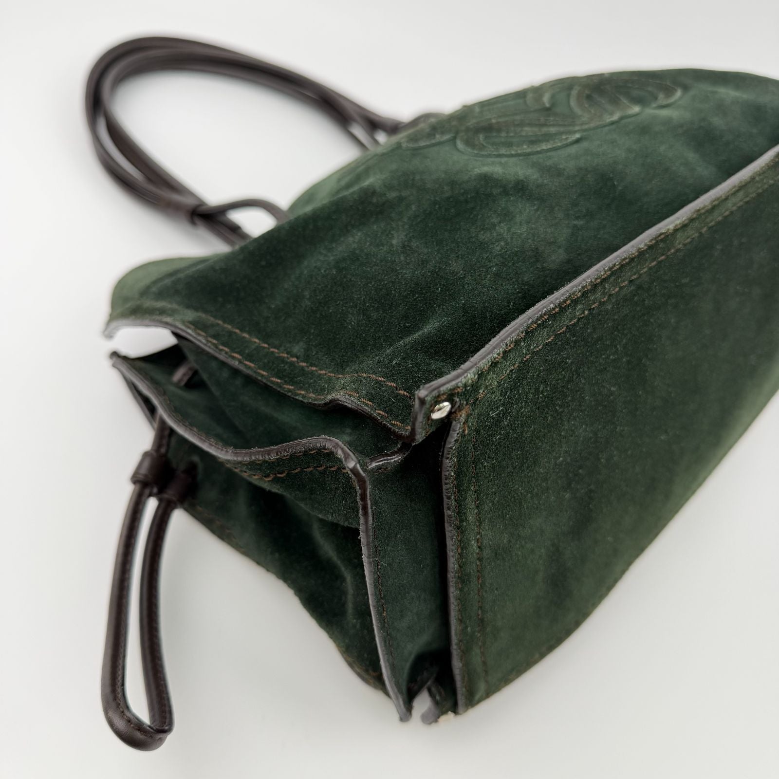 Loewe Anagram Shoulder Bag Green Suede Vintage — view 8