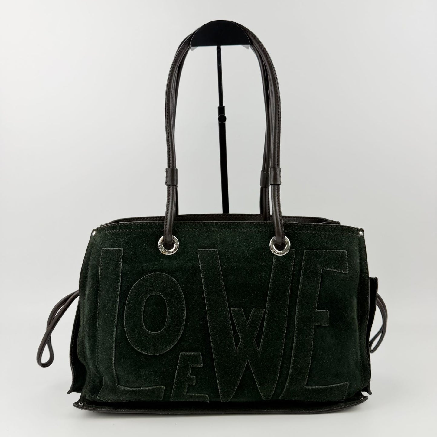 Loewe Anagram Shoulder Bag Green Suede Vintage — view 4