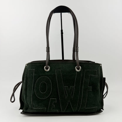 Loewe Anagram Shoulder Bag Green Suede Vintage — view 4