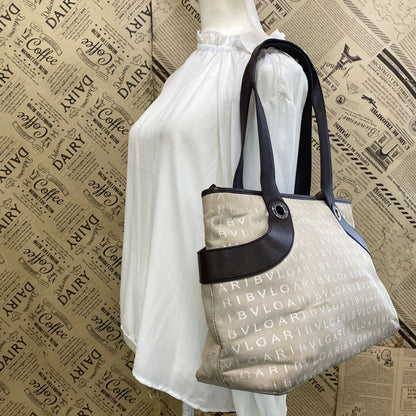 Bvlgari Bulgari Tote Logo Mania Hand Beige Business — view 3