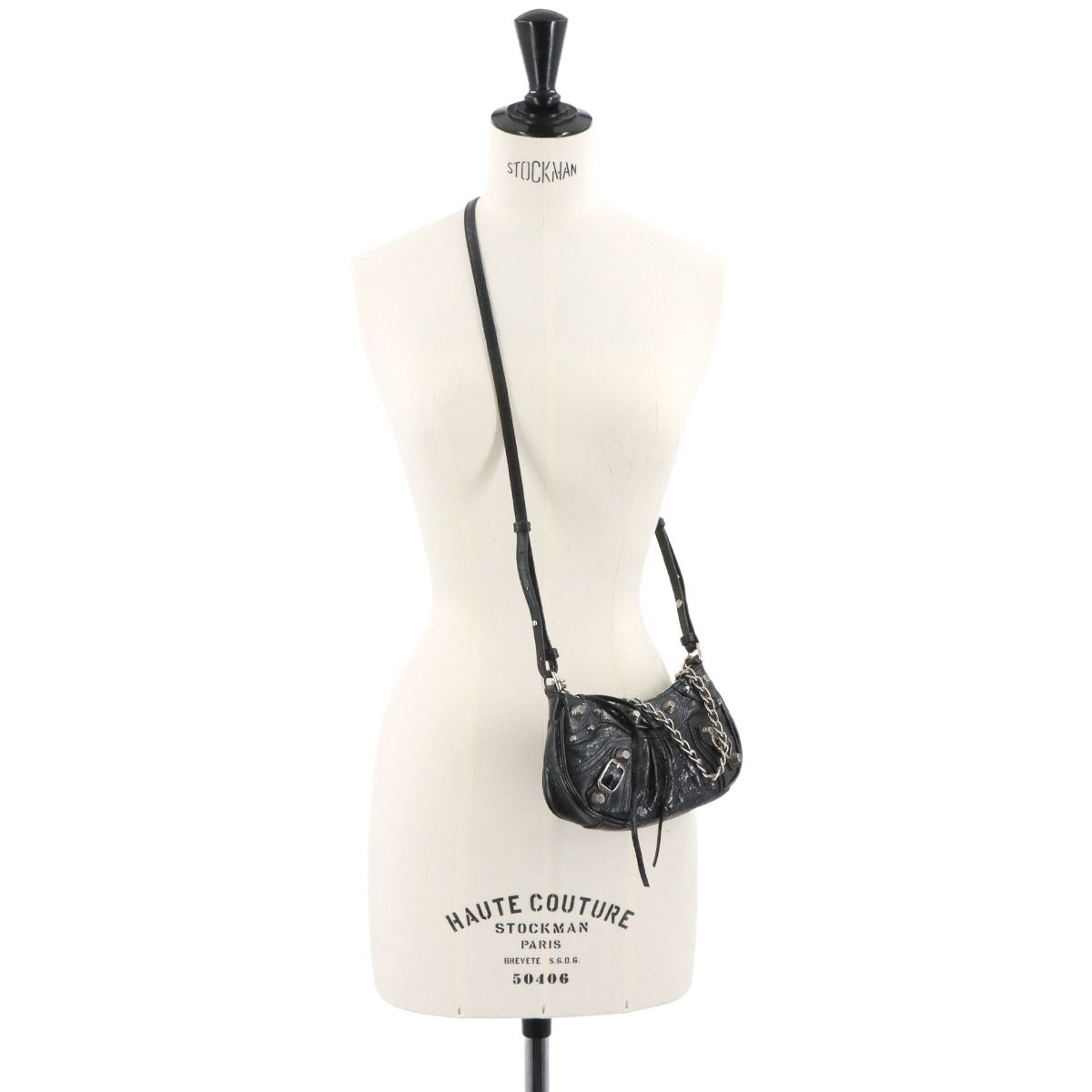 Balenciaga le Cagole Mini 2-Way Chain Shoulder Bag Leather Black — view 9