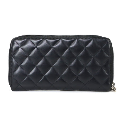 Chanel Cambon Line Zip Around Wallet Leather Enamel Black Silver — view 3