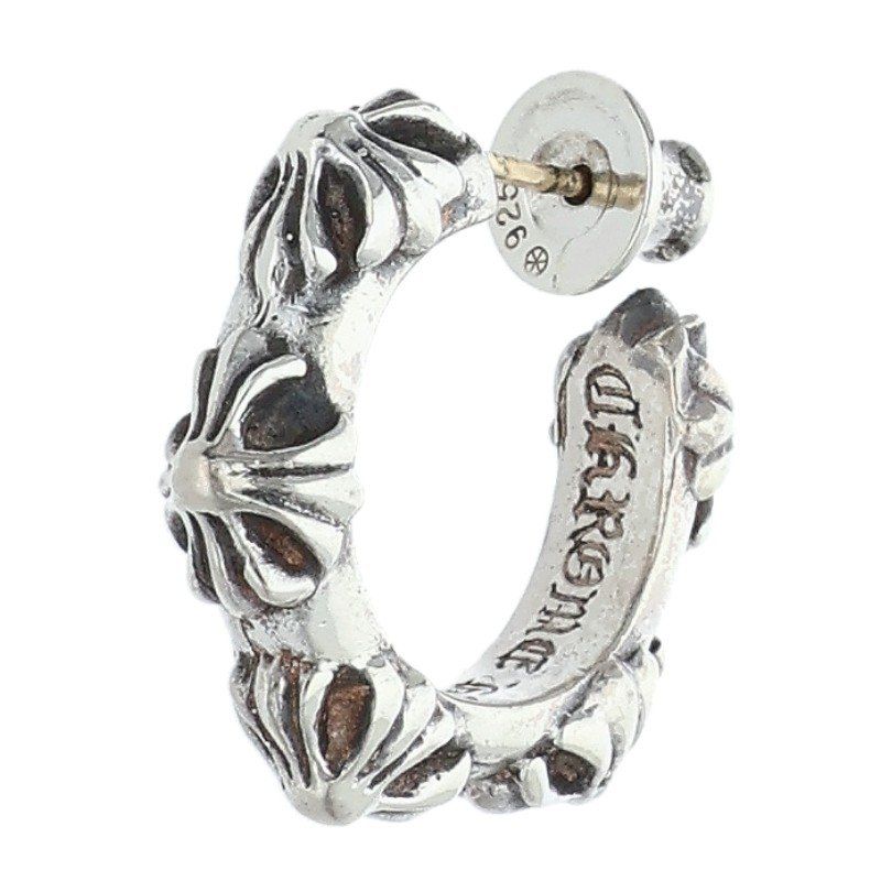 Chrome Hearts Hoop Cross Sml Band Silver Earrings