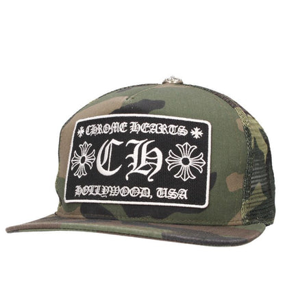 Chrome Hearts Trucker Cap Truck Khaki Cap CH Camouflage Mesh Hat with Patch