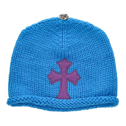 Chrome Hearts Beanie Cash Cashmere Abbey Knit Cap Hat with Cross Patch