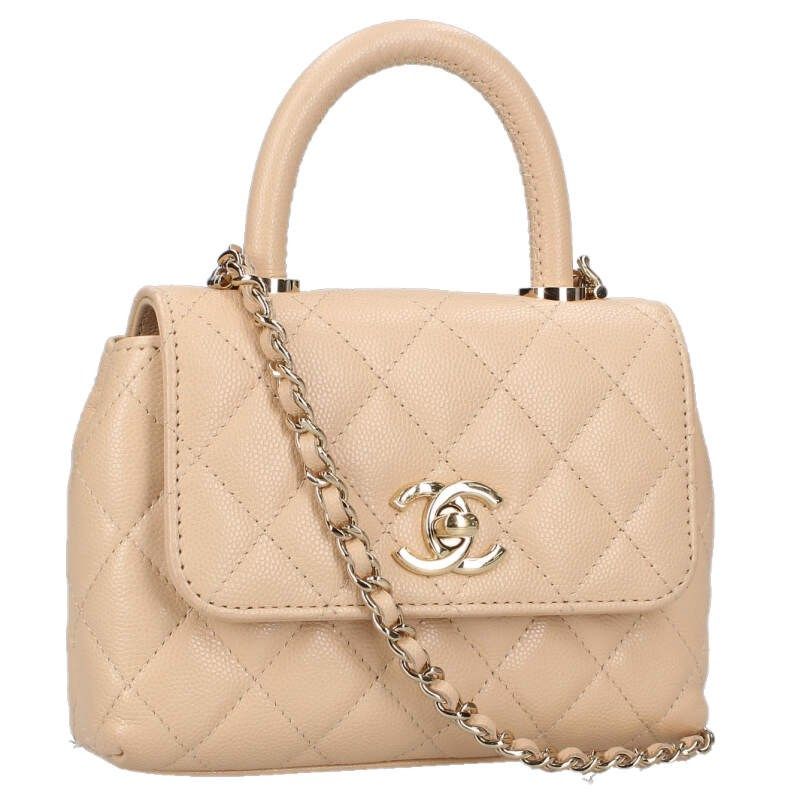 Chanel Coco Handle Mini Gold Caviar Leather Shoulder Bag