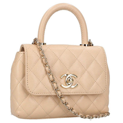 Chanel Coco Handle Mini Gold Caviar Leather Shoulder Bag