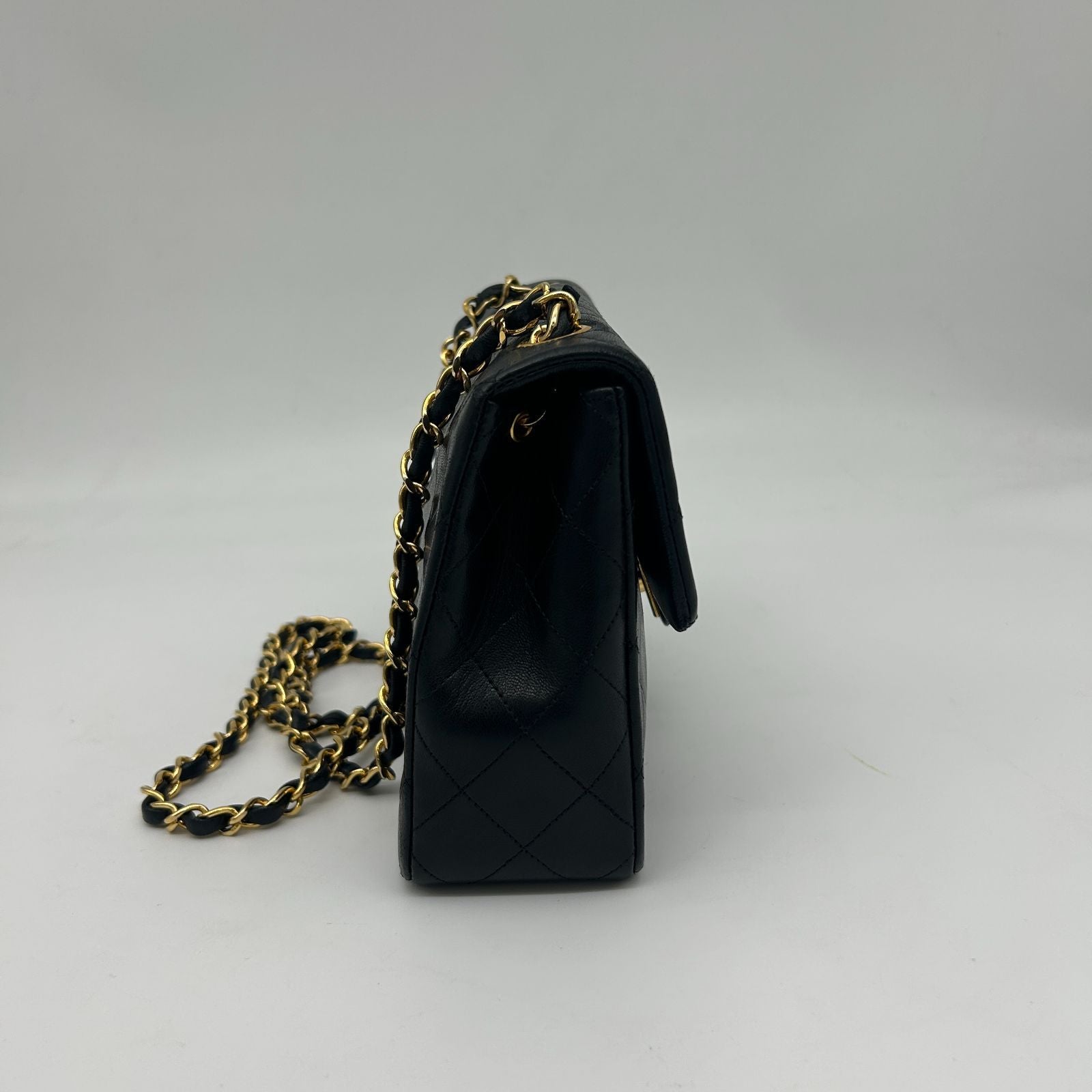 Chanel Mini Quilted Chain Shoulder Bag Black Gold — view 3