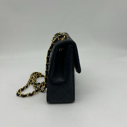 Chanel Mini Quilted Chain Shoulder Bag Black Gold — view 3
