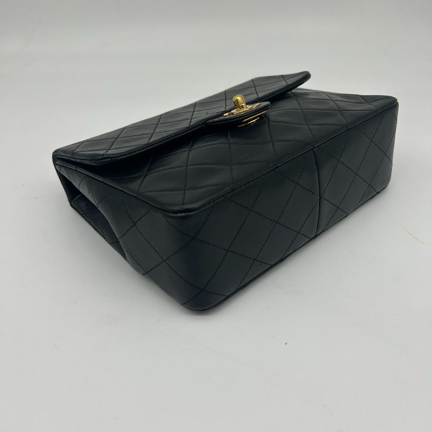 Chanel Mini Quilted Chain Shoulder Bag Black Gold — view 8