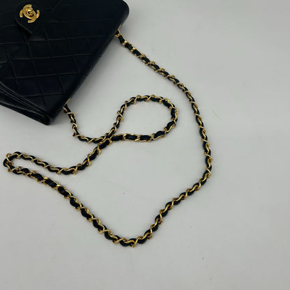 Chanel Mini Quilted Chain Shoulder Bag Black Gold — view 5