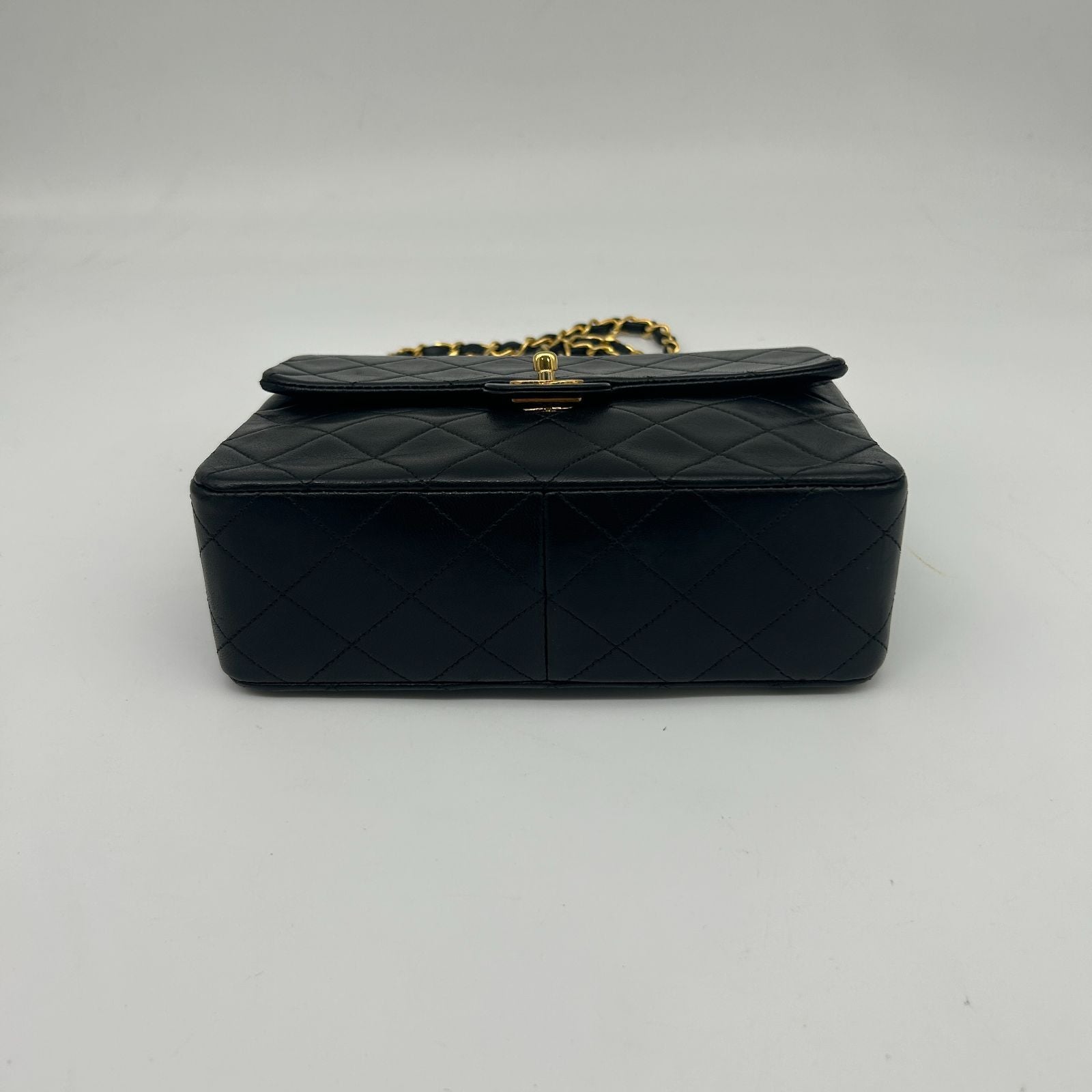 Chanel Mini Quilted Chain Shoulder Bag Black Gold — view 6
