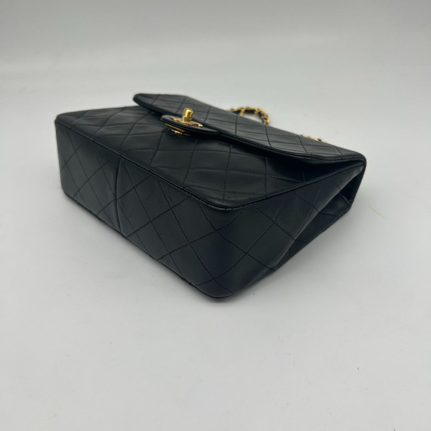 Chanel Mini Quilted Chain Shoulder Bag Black Gold — view 7