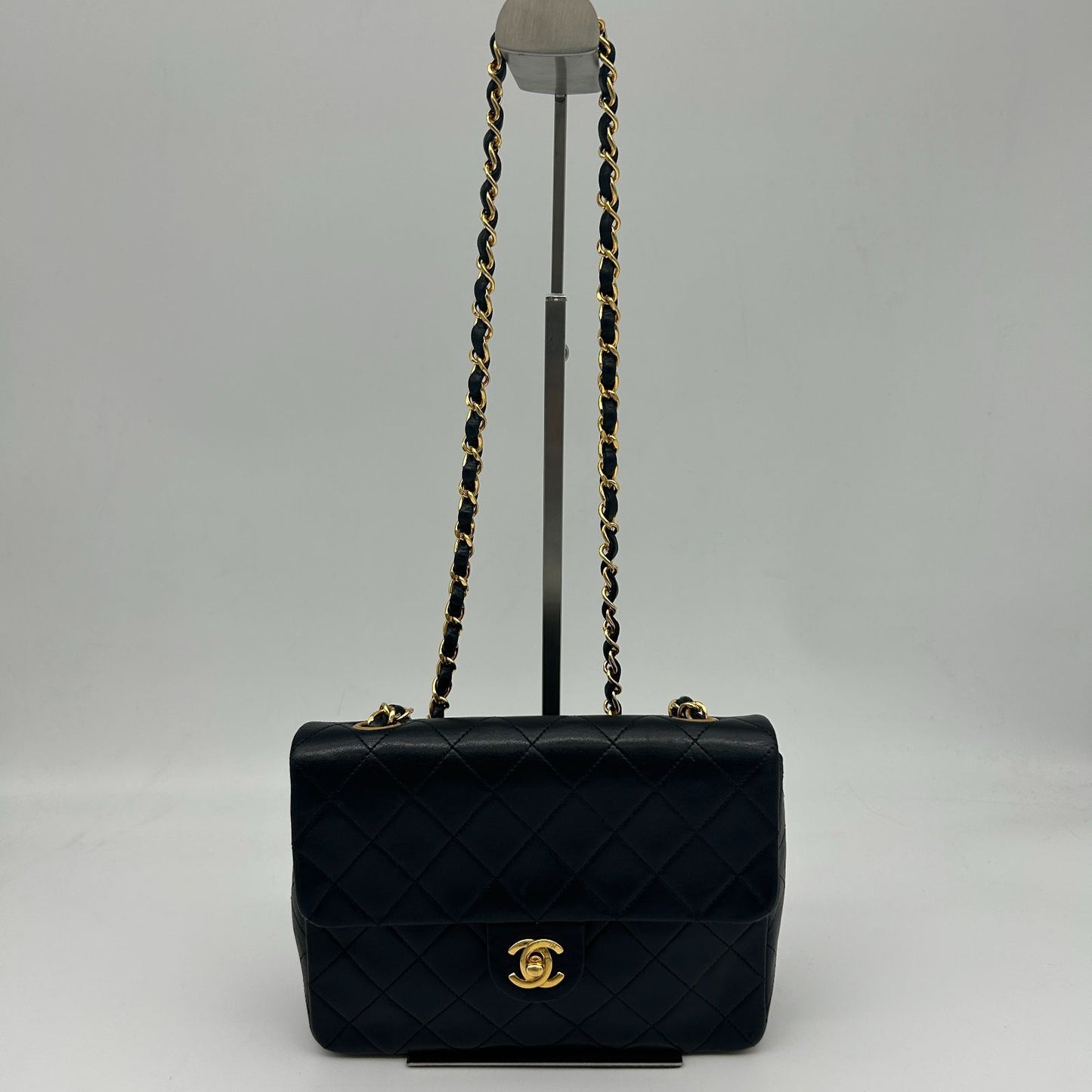 Chanel Mini Quilted Chain Shoulder Bag Black Gold
