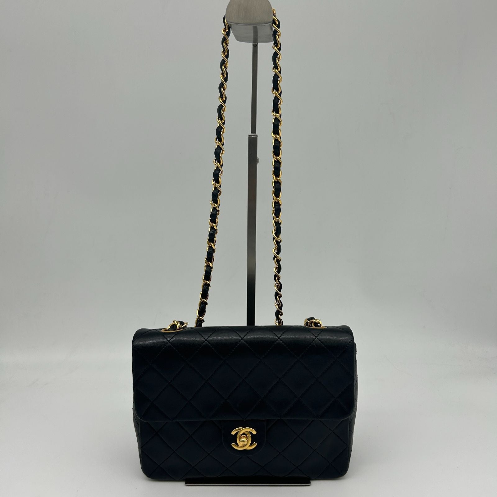 Chanel Mini Quilted Chain Shoulder Bag Black Gold