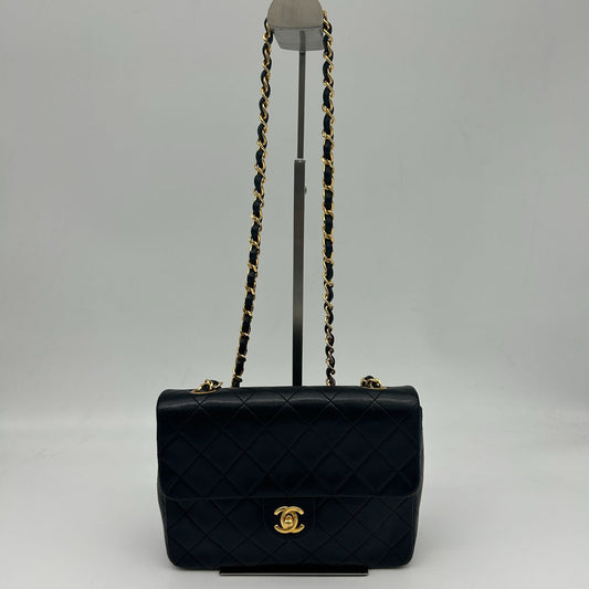 Chanel Mini Quilted Chain Shoulder Bag Black Gold