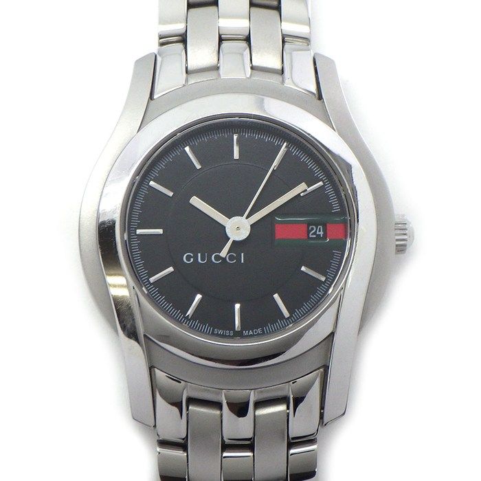 Gucci Watch Class Sherry Line Black Dial Date SS Quartz Analog