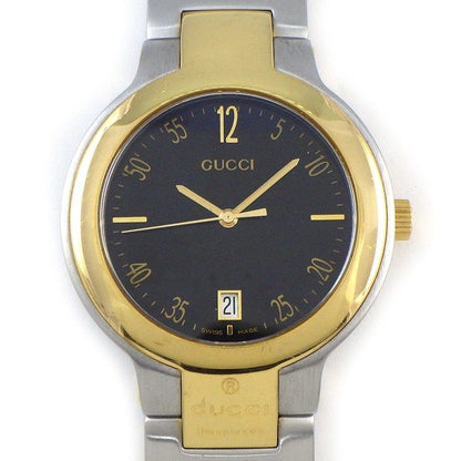 Gucci Watch Black Dial Date SS Quartz Analog