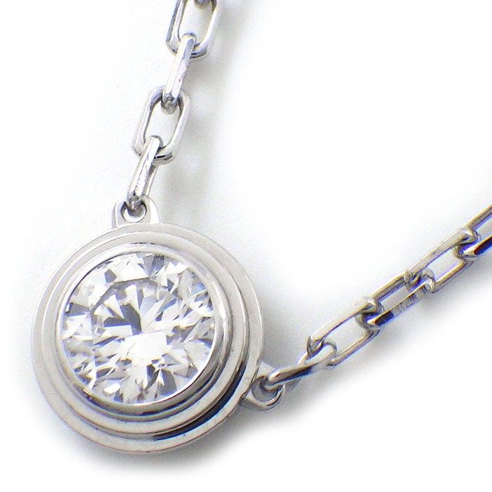 Cartier Necklace Dame le LM Diamant Leger 1 Point Diamond 18k White Gold