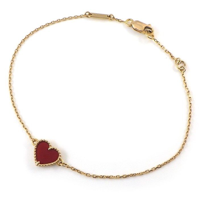 Van Cleef & Arpels Bracelet Sweet Alhambra Heart Carnelian 18k Yellow Gold