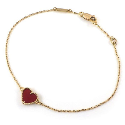 Van Cleef & Arpels Bracelet Sweet Alhambra Heart Carnelian 18k Yellow Gold