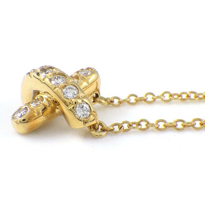 Tiffany & Co Necklace Cross Stitch Diamond 18k Yellow Gold — view 3