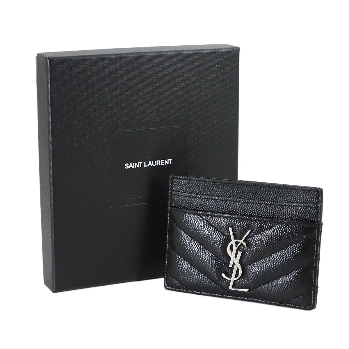 Saint Laurent Cassandra Card Case Holder Leather Black — view 2