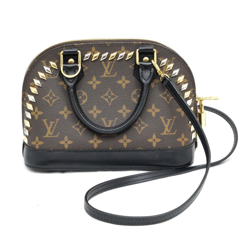 Louis Vuitton Alma BB Studs Monogram Shoulder Bag Leather Black — view 2