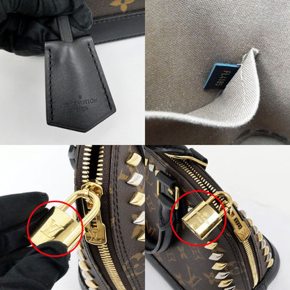 Louis Vuitton Alma BB Studs Monogram Shoulder Bag Leather Black — view 6