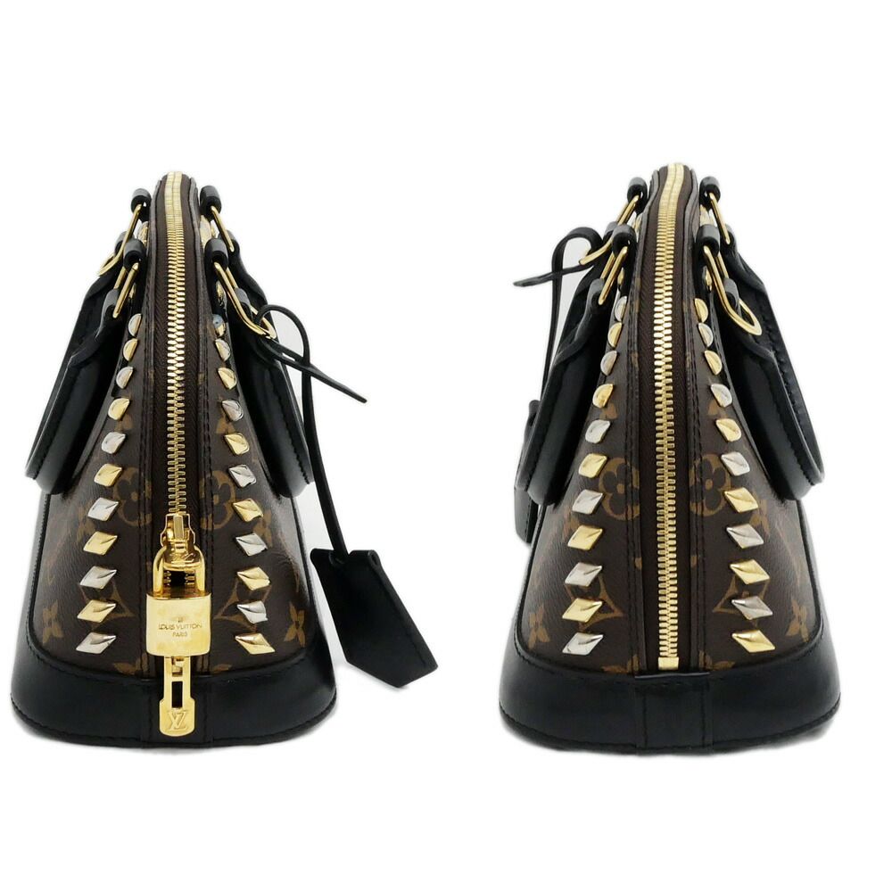 Louis Vuitton Alma BB Studs Monogram Shoulder Bag Leather Black — view 4
