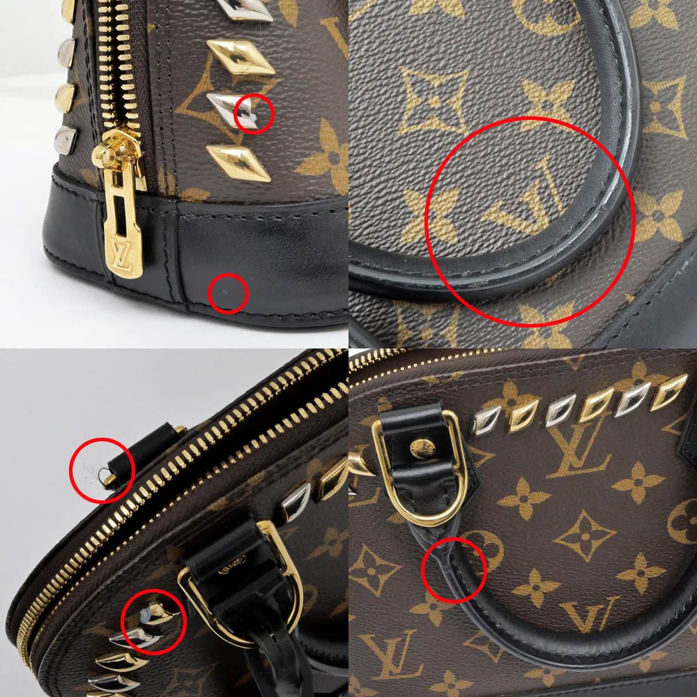 Louis Vuitton Alma BB Studs Monogram Shoulder Bag Leather Black — view 8