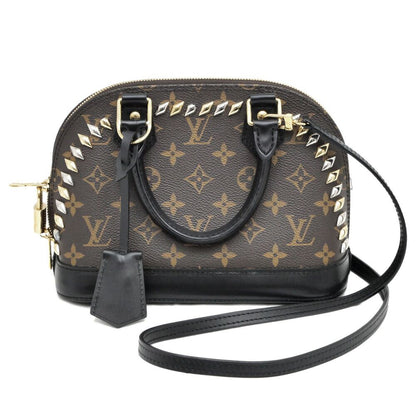Louis Vuitton Alma BB Studs Monogram Shoulder Bag Leather Black