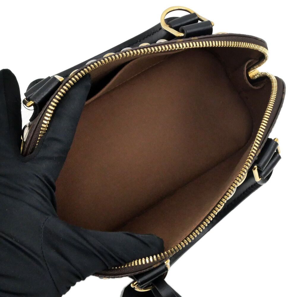 Louis Vuitton Alma BB Studs Monogram Shoulder Bag Leather Black — view 5