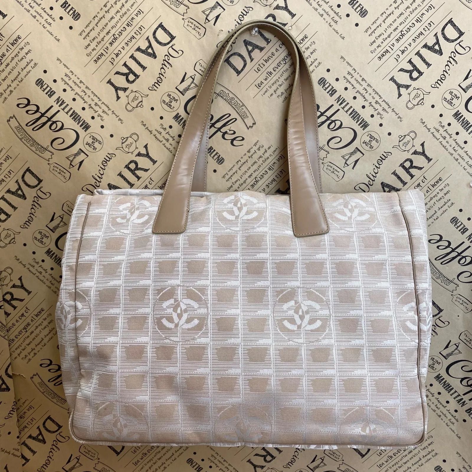 Chanel Tote New Travel Beige CC Logo Business