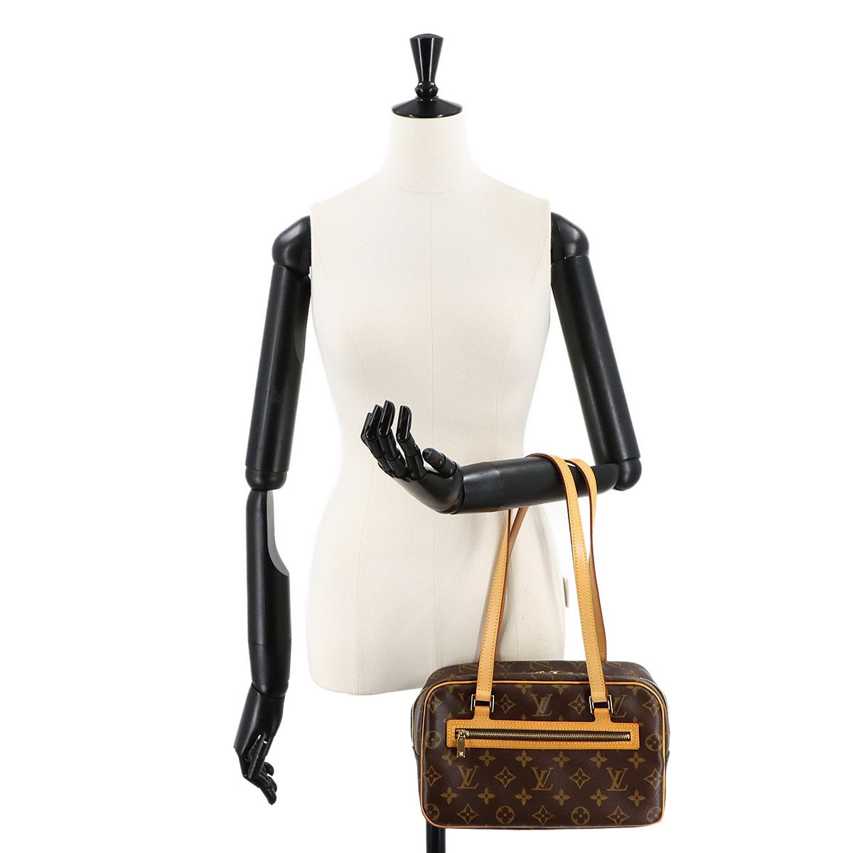 Louis Vuitton Monogram Cite MM Hand Bag Brown Gold — view 9