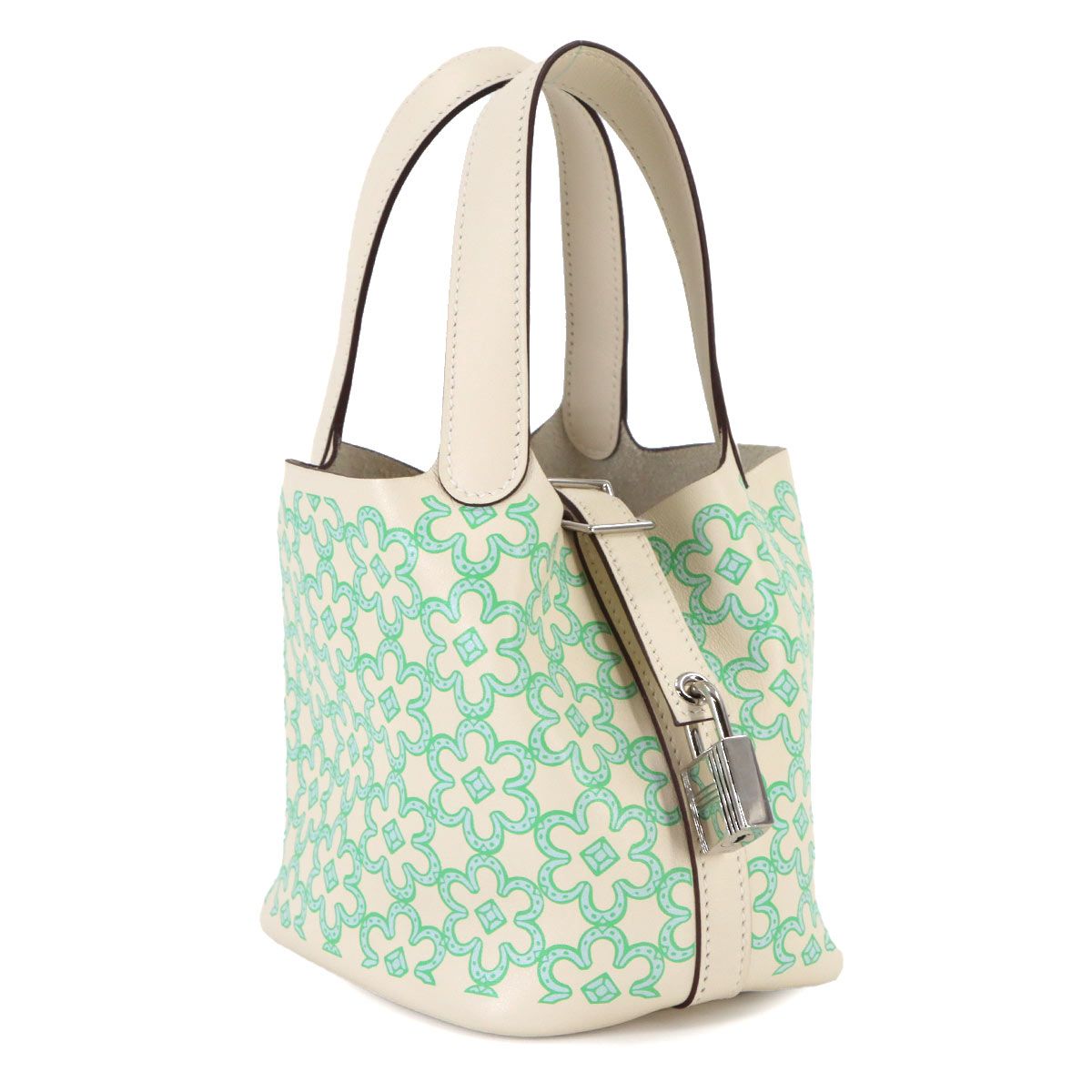 Hermes Picotin Lock Micro Lucky Digi Hand Bag Swift Nata Vert Blanc — view 2
