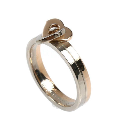 Cartier 18k Pink Gold 18k White Double Heart Ring — view 2