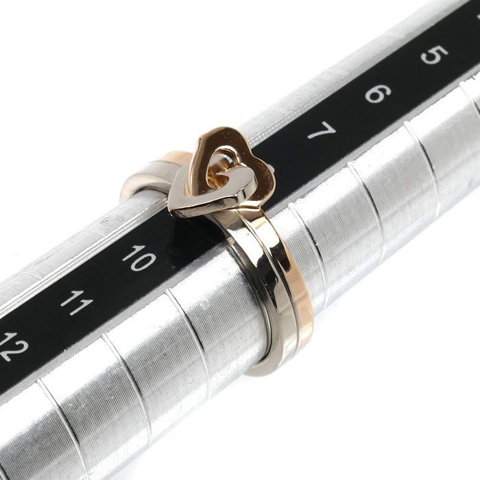 Cartier 18k Pink Gold 18k White Double Heart Ring — view 6