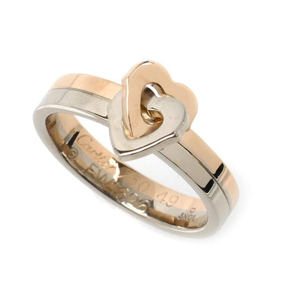 Cartier 18k Pink Gold 18k White Double Heart Ring