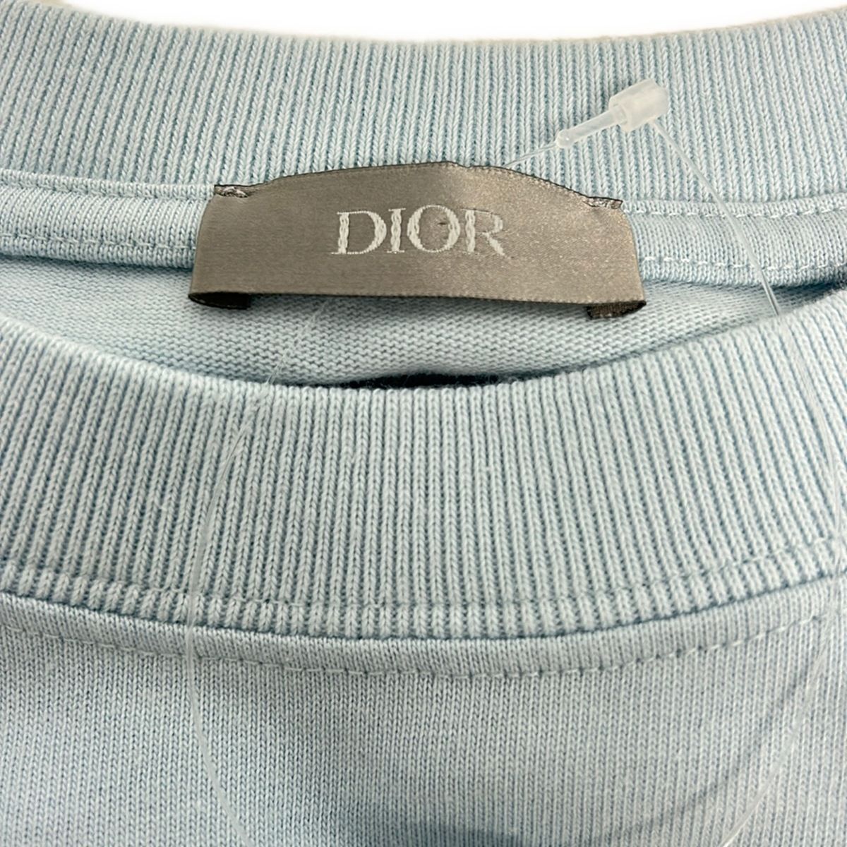 Dior Short Sleeve T-Shirt XS Light Blue Crew Neck Hilton Flannel Collaboration — view 3