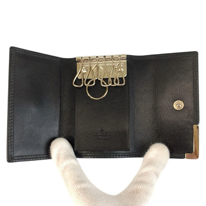 Gucci Black Silver Leather Key Case 6 Rows Key Holder — view 4